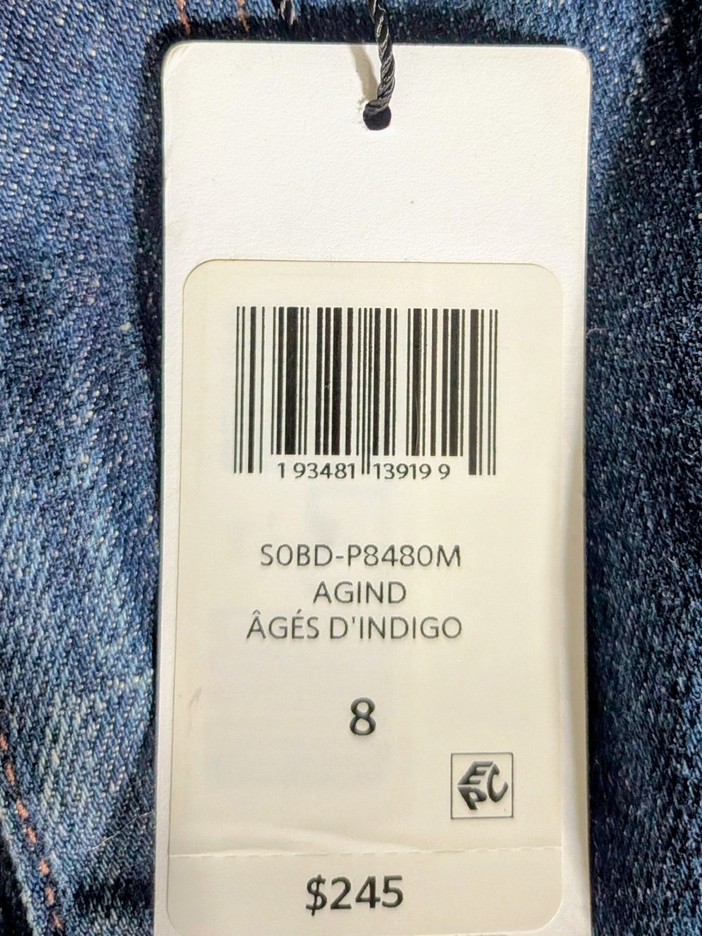 NWT Eileen Fisher Organic Cotton Stretch Straight Ankle Jeans Women's size 8